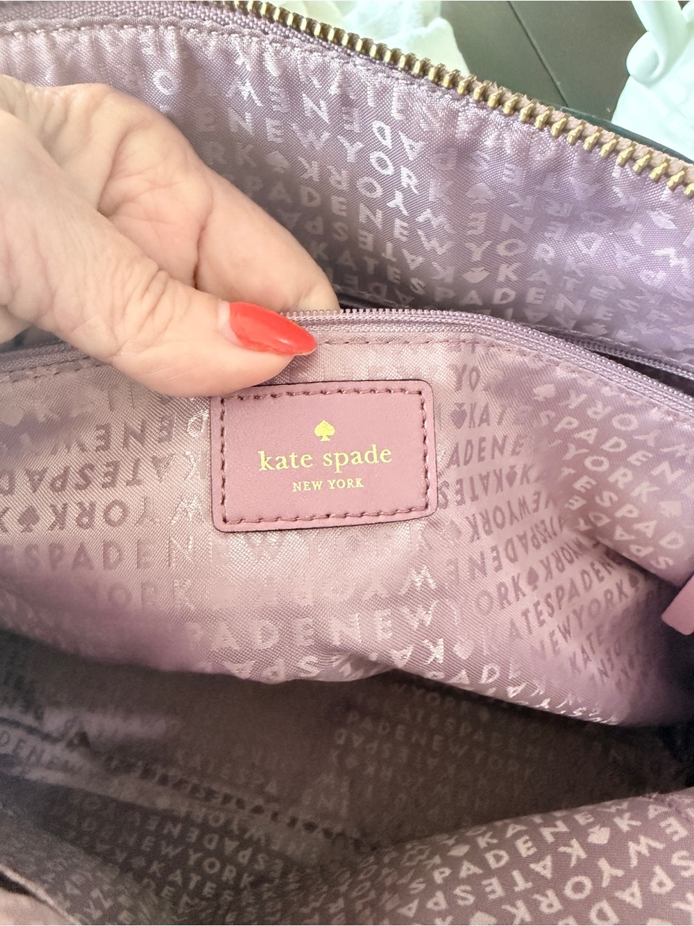 Kate Spade "Carli Place" satchel 
lilac patent leather w/gold-tone
Hardware NWOT - Picture 9 of 13